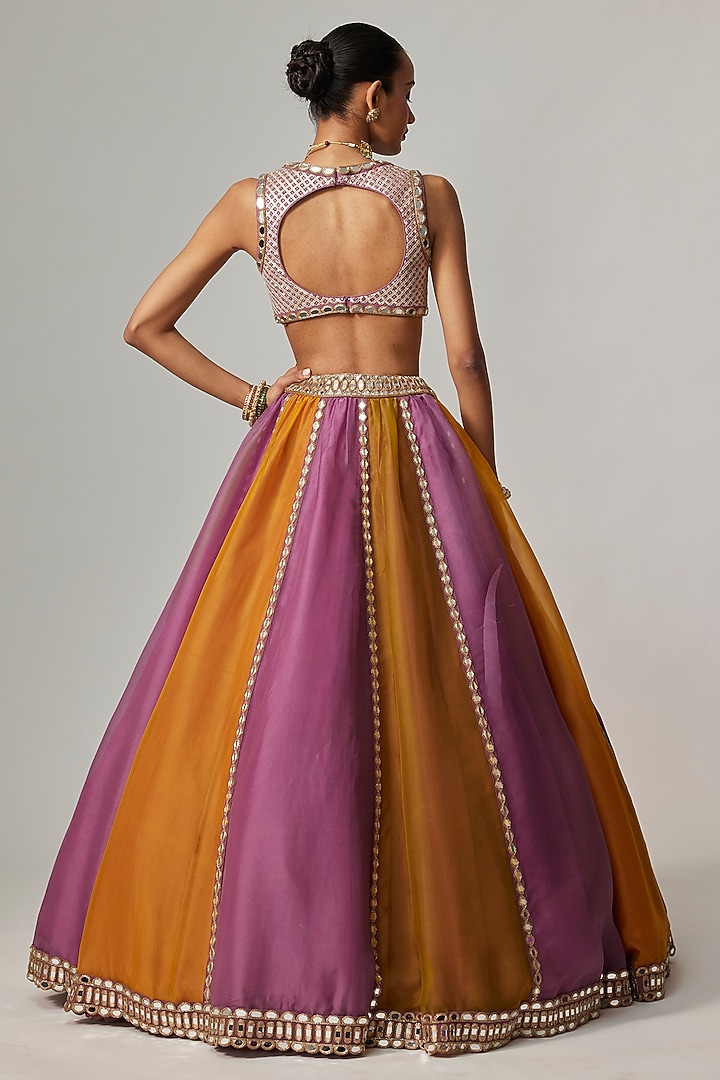 Multi-Colored Organza Gota Embroidered Wedding Lehenga Set by Vvani by Vani Vats at Pernia's Pop Up Shop