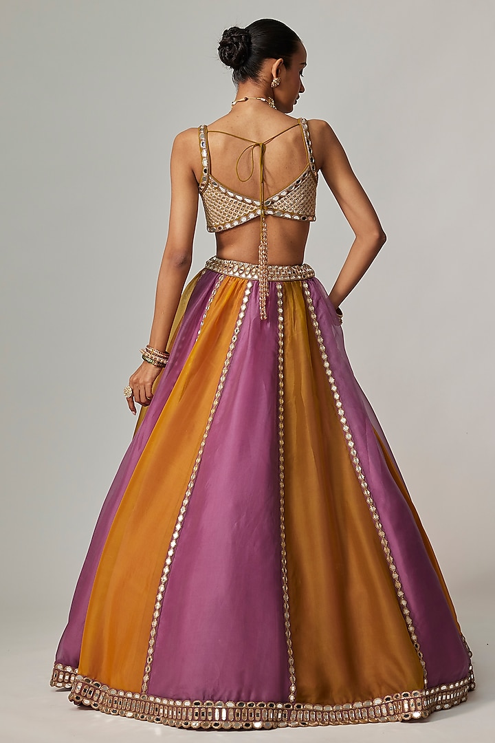 Multi-Colored Organza Gota Embroidered Wedding Lehenga Set by Vvani By Vani Vats at Pernia's Pop Up Shop