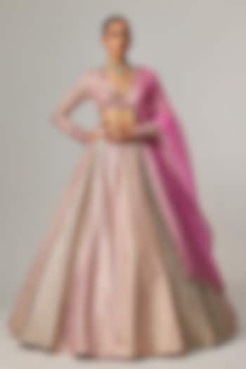 Multi-Colored Georgette Gota Embroidered Wedding Lehenga Set by Vvani By Vani Vats at Pernia's Pop Up Shop