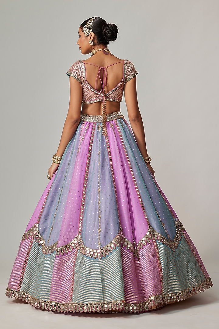 Multi-Colored Organza Gota Embroidered Bridal Lehenga Set by Vvani By Vani Vats at Pernia's Pop Up Shop