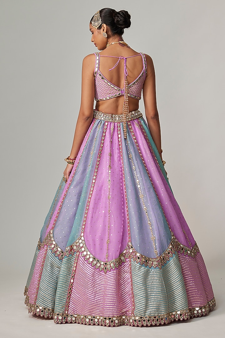Multi-Colored Organza Gota Embroidered Bridal Lehenga Set by Vvani By Vani Vats at Pernia's Pop Up Shop