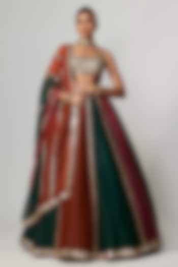 Multi-Colored Organza Gota Embroidered Wedding Lehenga Set by Vvani By Vani Vats at Pernia's Pop Up Shop