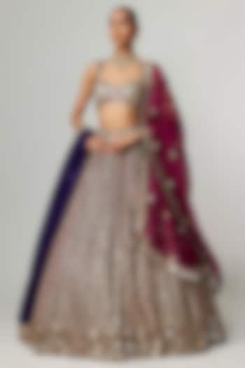 Multi-Colored Georgette Gota Embroidered Bridal Lehenga Set by Vvani By Vani Vats at Pernia's Pop Up Shop