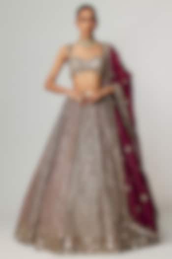 Multi-Colored Georgette Gota Embroidered Bridal Lehenga Set by Vvani By Vani Vats at Pernia's Pop Up Shop