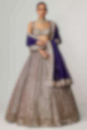 Multi-Colored Georgette Gota Embroidered Bridal Lehenga Set by Vvani By Vani Vats at Pernia's Pop Up Shop