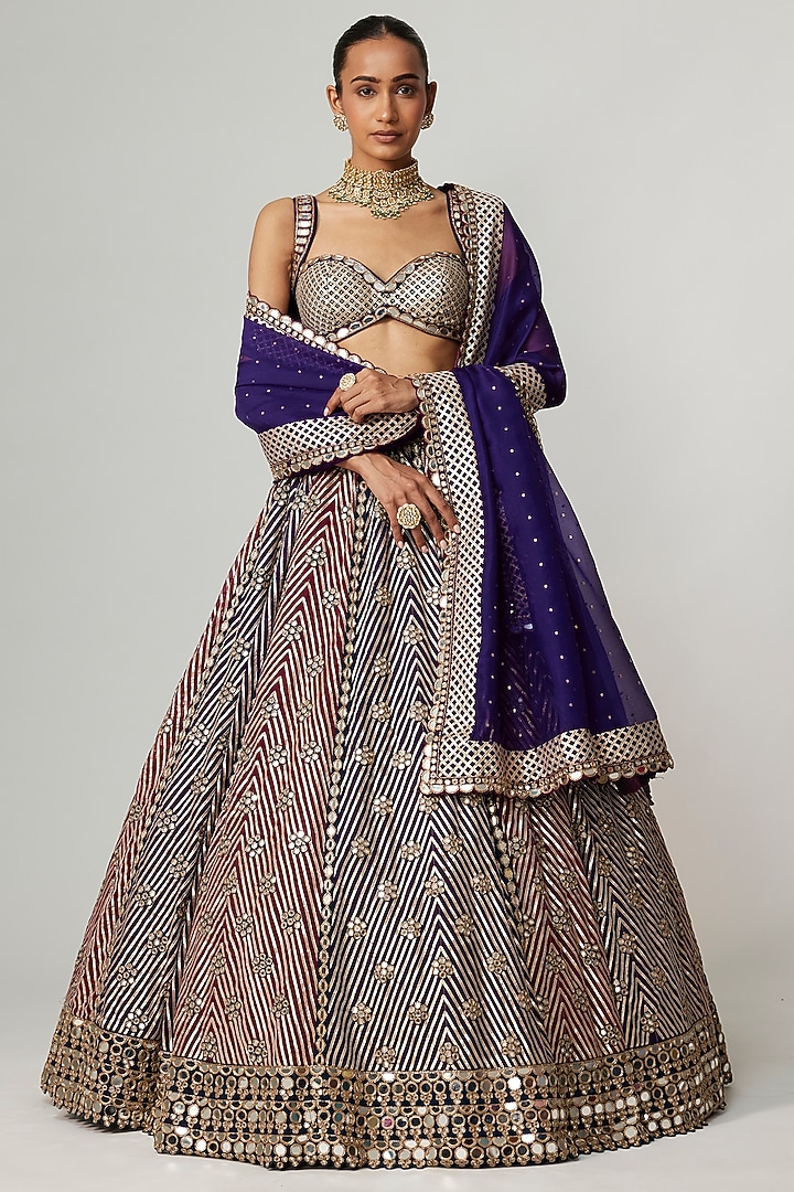 Multi-Colored Georgette Gota Embroidered Bridal Lehenga Set by Vvani By Vani Vats at Pernia's Pop Up Shop