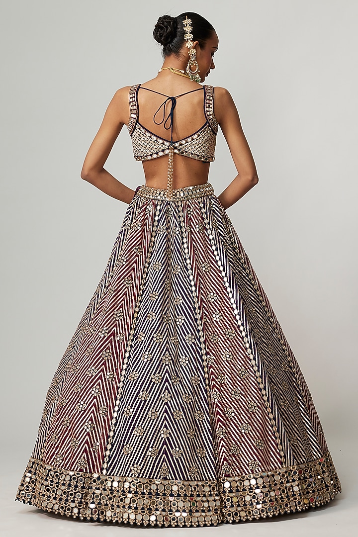 Multi-Colored Georgette Gota Embroidered Bridal Lehenga Set by Vvani By Vani Vats at Pernia's Pop Up Shop