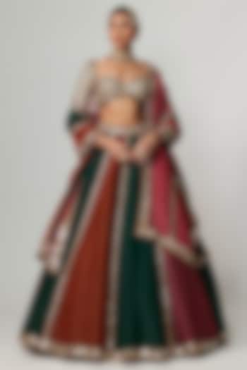 Multi-Colored Organza Gota Embroidered Wedding Lehenga Set by Vvani By Vani Vats at Pernia's Pop Up Shop