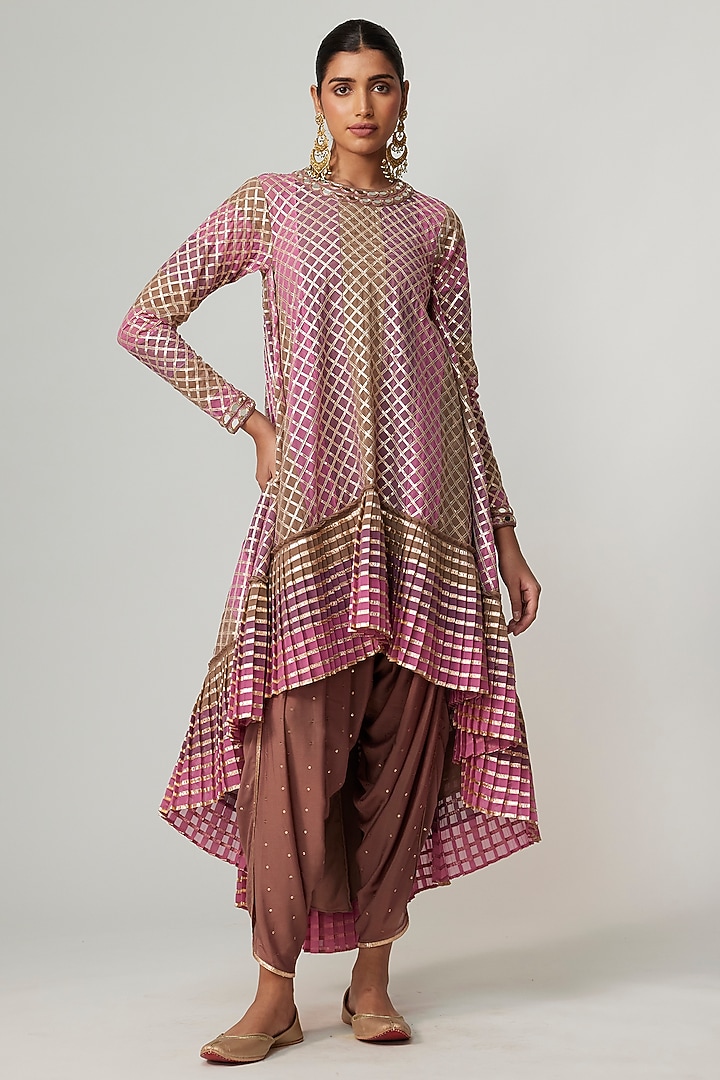 Multi-Colored Georgette Gota Embroidered Kurta Set by Vvani By Vani Vats at Pernia's Pop Up Shop