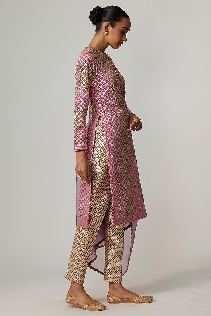 Multi-Colored Georgette Gota Embroidered Kurta Set by Vvani By Vani Vats at Pernia's Pop Up Shop