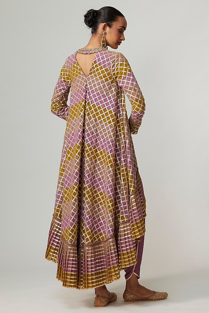 Multi-Colored Georgette Gota Embroidered Kurta Set by Vvani By Vani Vats at Pernia's Pop Up Shop
