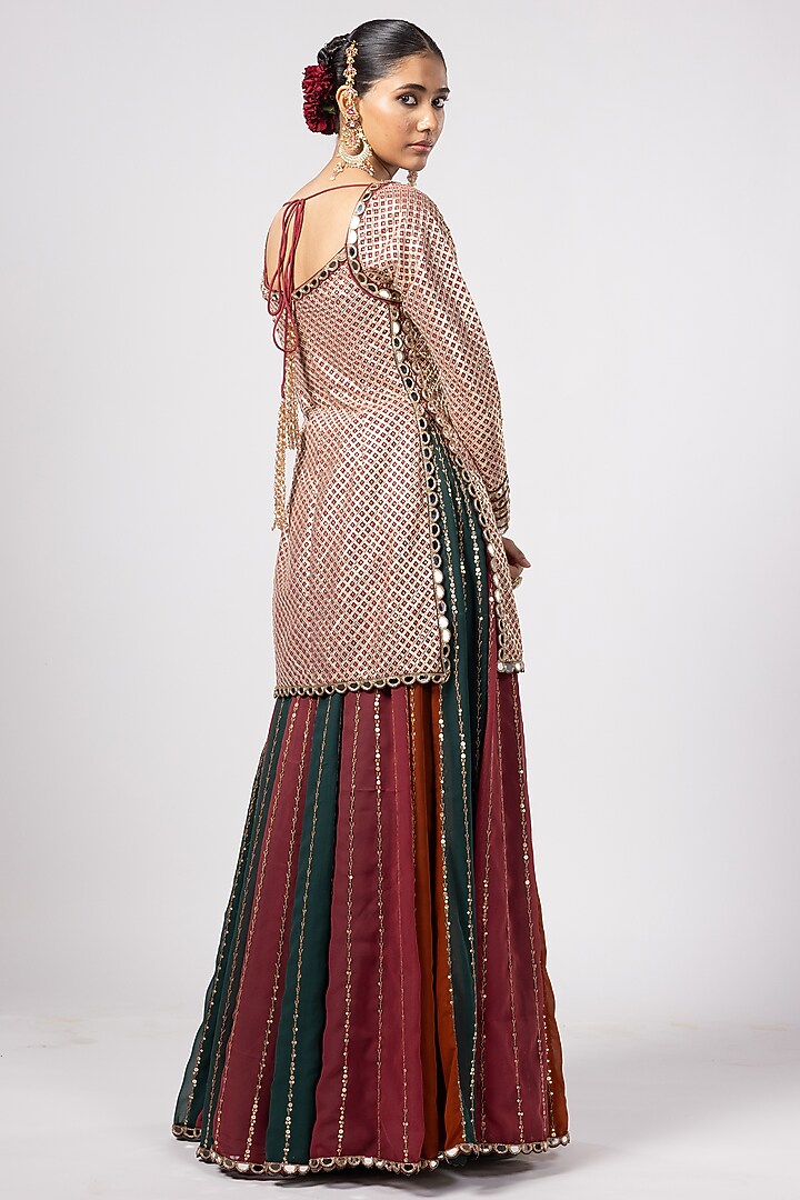 Multi-Colored Georgette Sequins Embroidered Wedding Lehenga Set by Vvani By Vani Vats at Pernia's Pop Up Shop