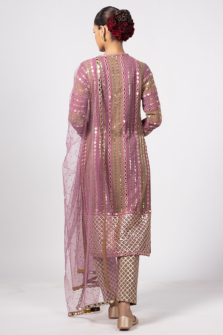 Multi-Colored Georgette Gota Embroidered Kurta Set by Vvani By Vani Vats at Pernia's Pop Up Shop