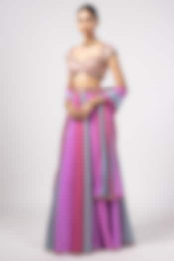 Multi-Colored Georgette Gota Embroidered Wedding Lehenga Pants Set by Vvani By Vani Vats at Pernia's Pop Up Shop