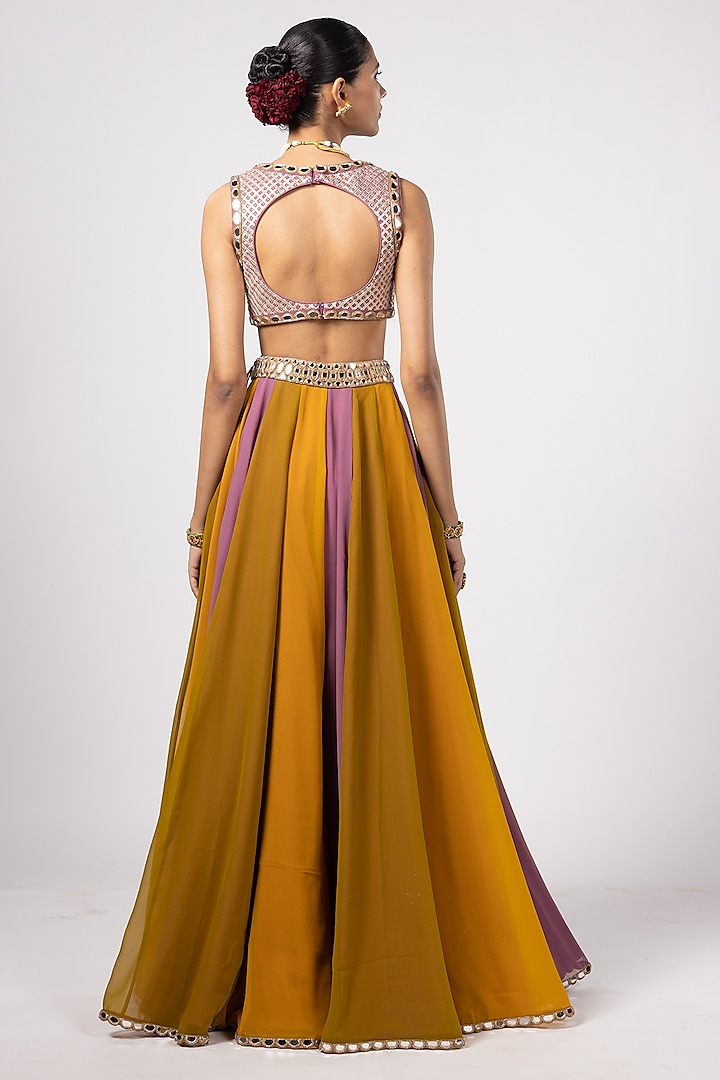 Multi-Colored Georgette Gota Embroidered Wedding Lehenga Pants Set by Vvani By Vani Vats at Pernia's Pop Up Shop