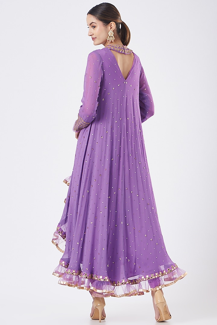 Purple Crepe Dhoti Set by Vvani By Vani Vats at Pernia's Pop Up Shop