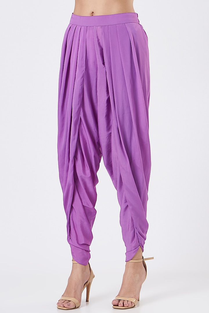 Purple Crepe Dhoti Set by Vvani By Vani Vats at Pernia's Pop Up Shop