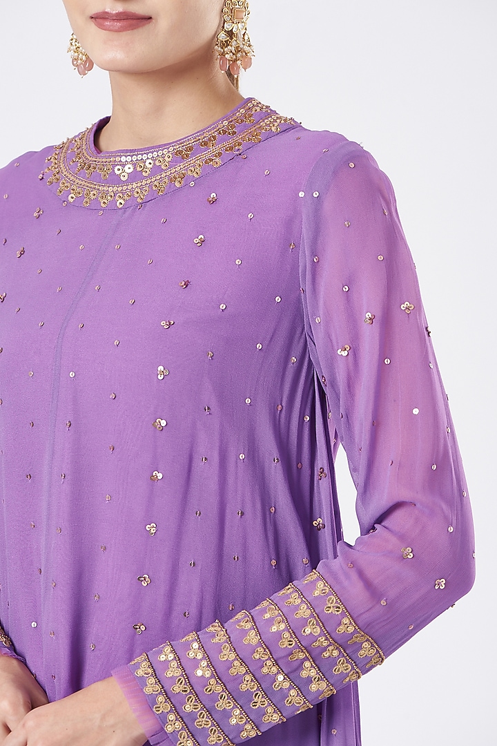 Purple Crepe Dhoti Set by Vvani By Vani Vats at Pernia's Pop Up Shop