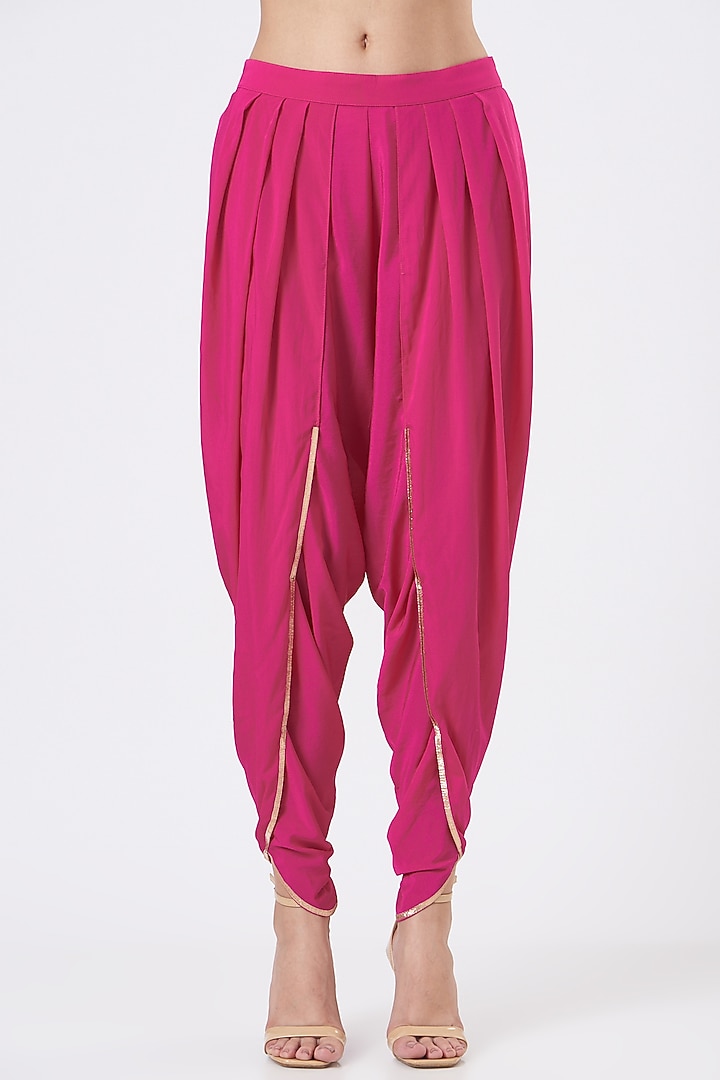 Fuschia Pink Crepe Dhoti Set by Vvani By Vani Vats at Pernia's Pop Up Shop