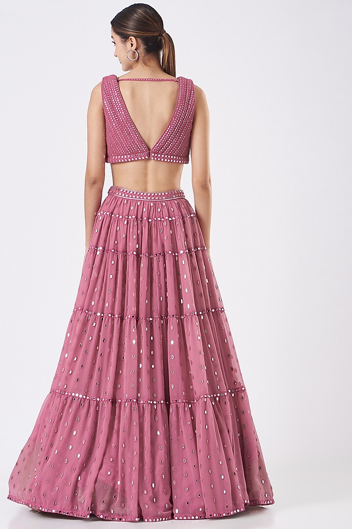 Pink Georgette Wedding Lehenga Set by Vvani By Vani Vats at Pernia's Pop Up Shop