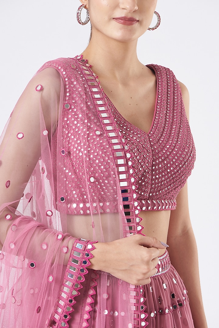 Pink Georgette Wedding Lehenga Set by Vvani By Vani Vats at Pernia's Pop Up Shop