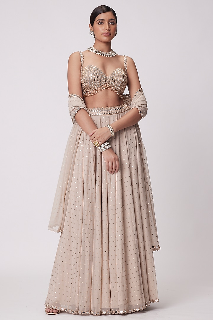 Light Beige Georgette Lehenga Pant Set by Vvani By Vani Vats at Pernia's Pop Up Shop