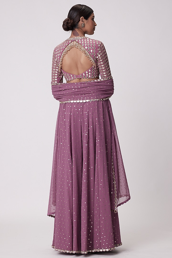 Mud Mauve Georgette Lehenga Pant Set by Vvani By Vani Vats at Pernia's Pop Up Shop