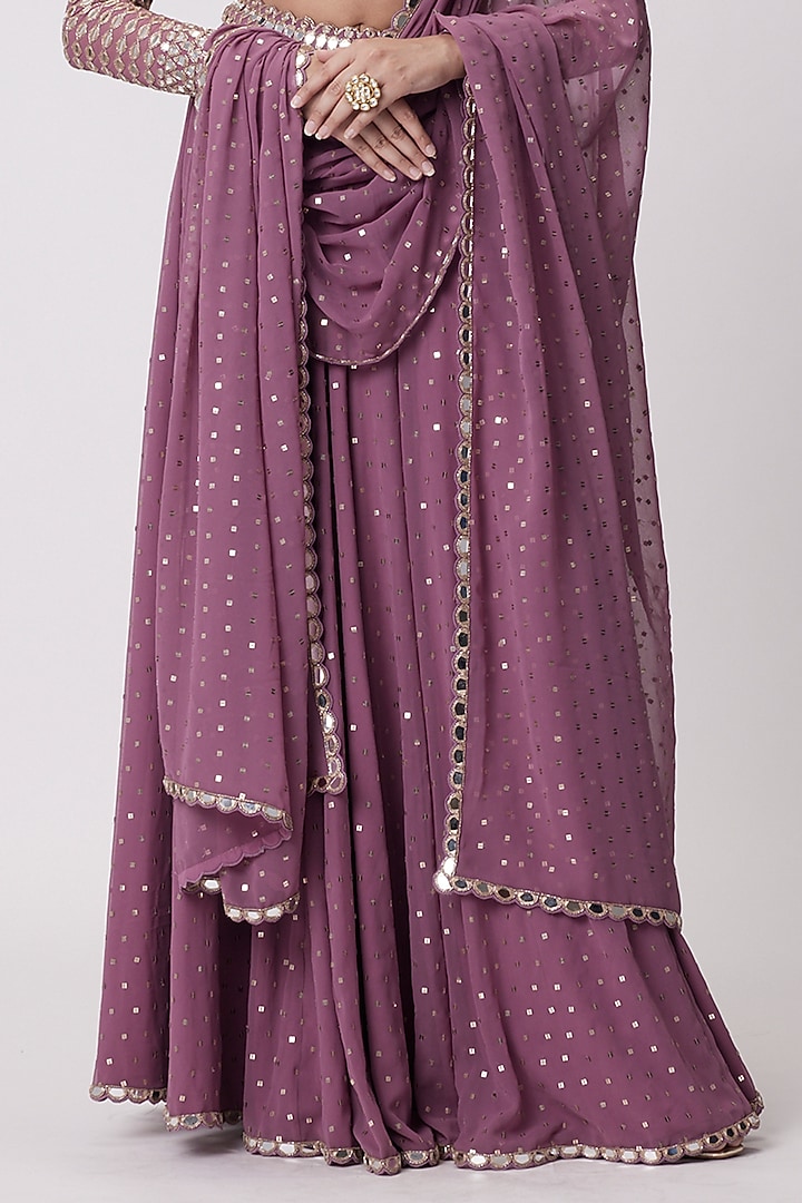 Mud Mauve Georgette Lehenga Pant Set by Vvani By Vani Vats at Pernia's Pop Up Shop