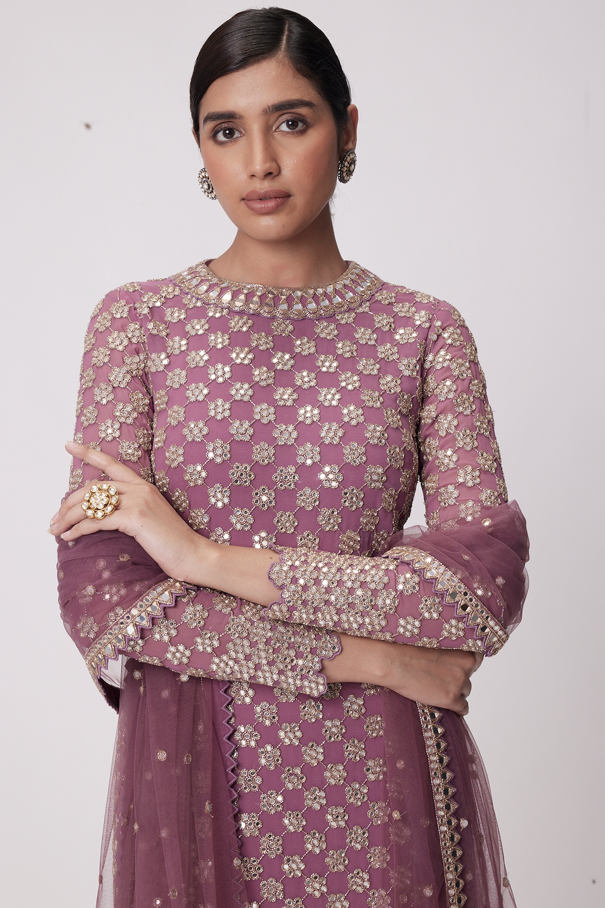 VVANI VATS - Mud mauve multicolor Dhoti Kurta Set