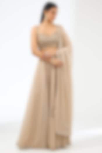 Light Beige Georgette  dulhan bday 22 may Lehenga Set by Vvani by Vani Vats at Pernia's Pop Up Shop