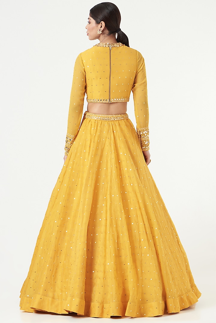 Yellow Georgette Wedding Lehenga Set by Vvani by Vani Vats at Pernia's Pop Up Shop