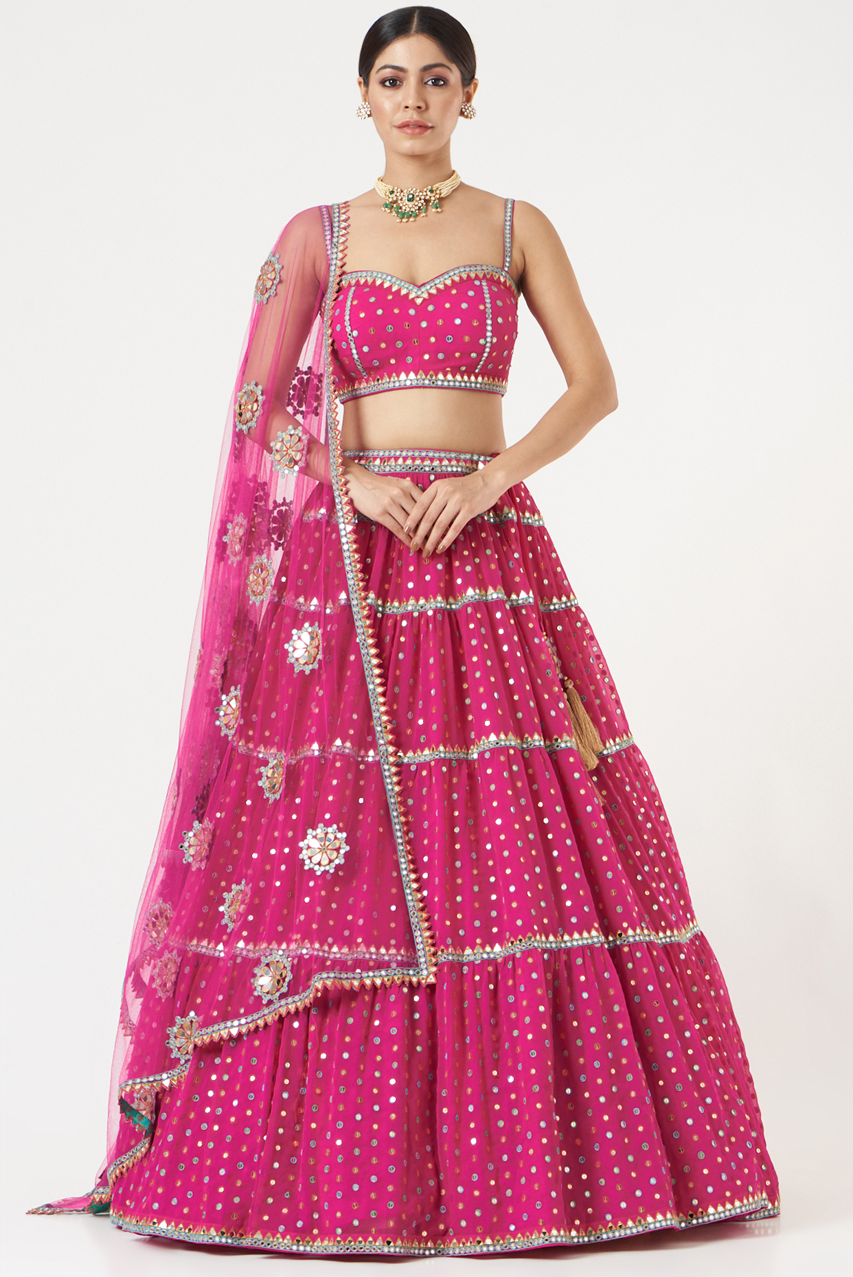Fuchsia Georgette Wedding Lehenga Set by Vvani by Vani Vats at Pernia's Pop Up Shop