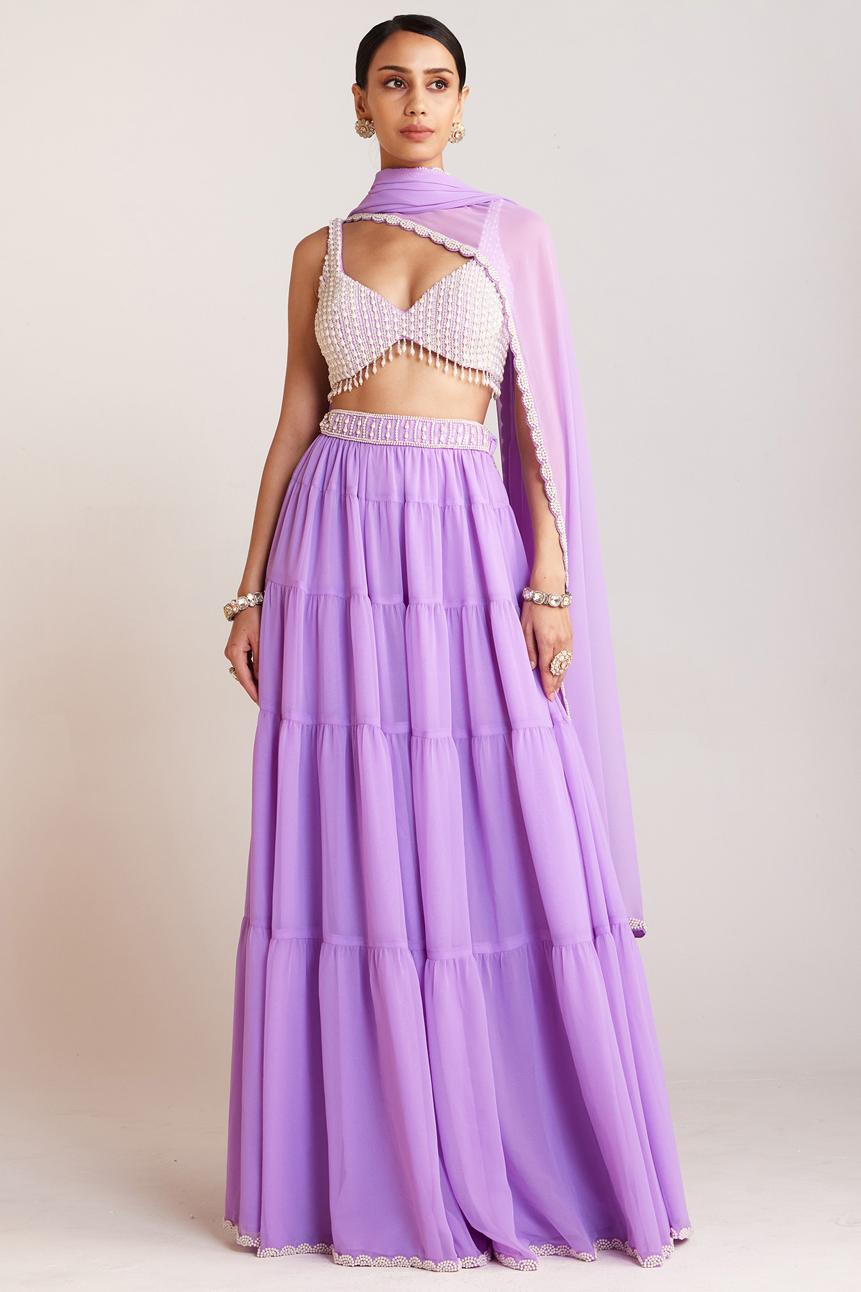 Lilac Georgette Wedding Sharara Set by Vvani By Vani Vats at Pernia's Pop Up Shop
