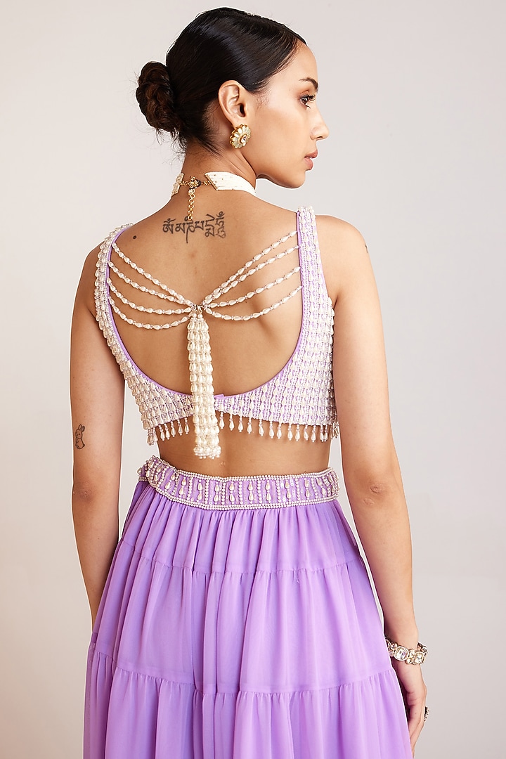 Lilac Georgette Wedding Sharara Set by Vvani By Vani Vats at Pernia's Pop Up Shop
