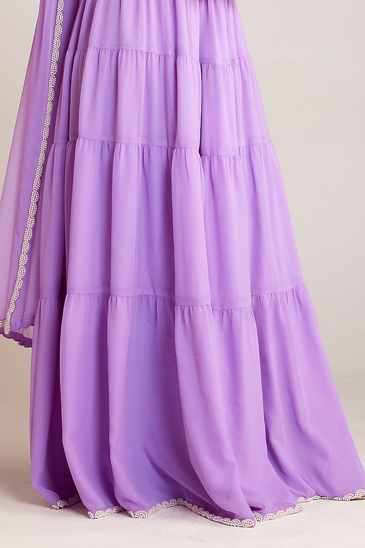 Lilac Georgette Wedding Sharara Set by Vvani By Vani Vats at Pernia's Pop Up Shop