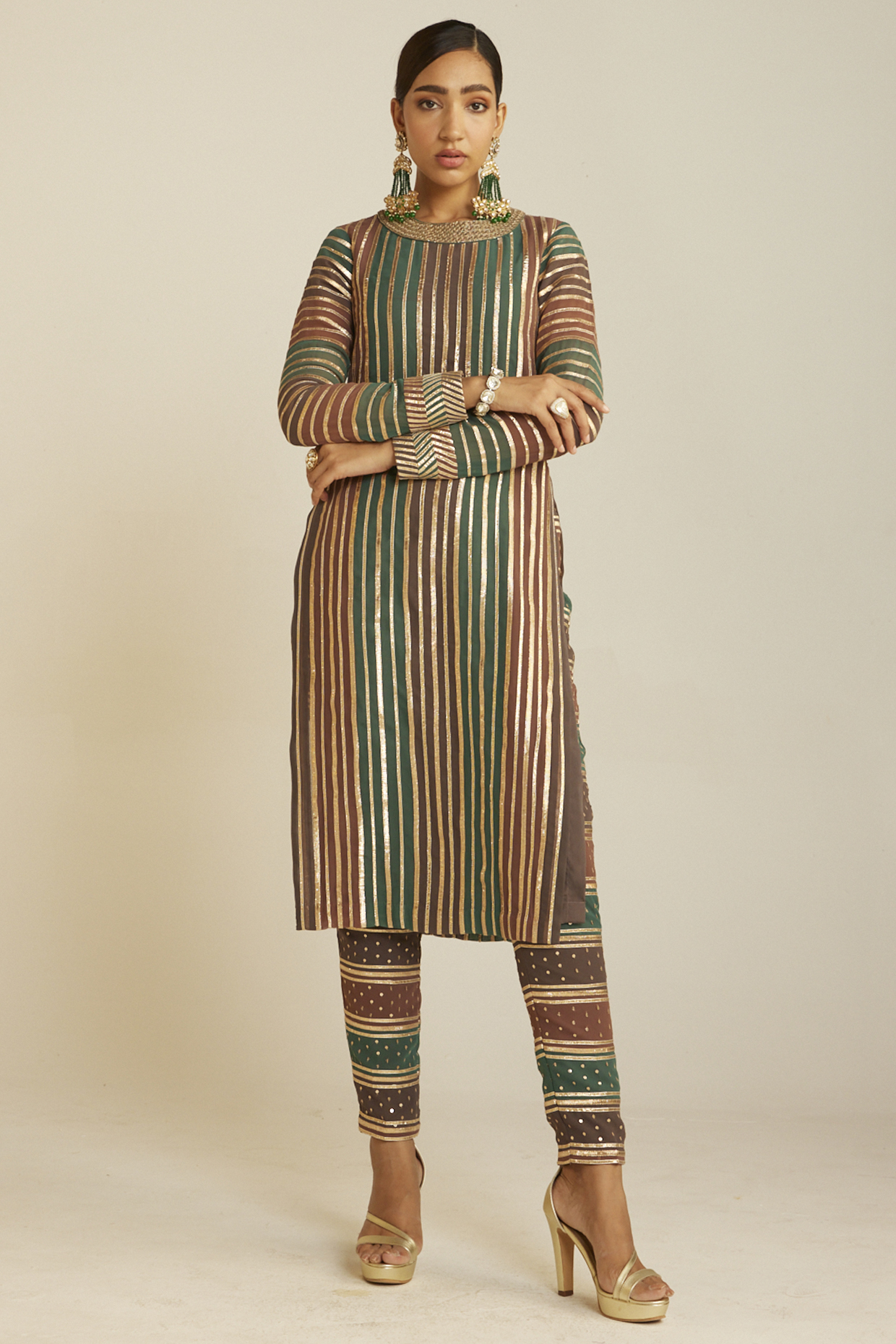 Multi-Colored Georgette Kurta Set by Vvani by Vani Vats at Pernia's Pop Up Shop
