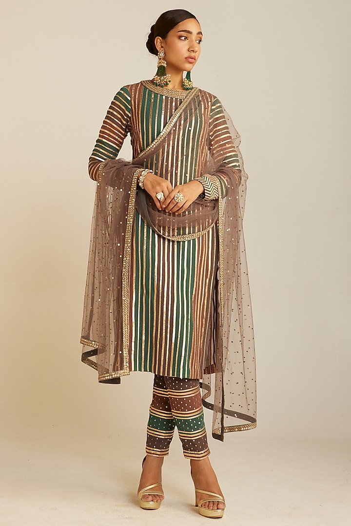 Multi-Colored Georgette Kurta Set by Vvani by Vani Vats at Pernia's Pop Up Shop
