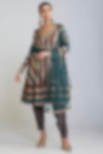 Multi-Colored Georgette A-Line Kurta Set by Vvani by Vani Vats at Pernia's Pop Up Shop