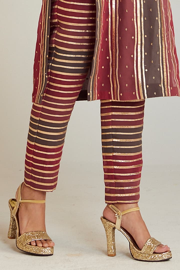 Multi-Colored Georgette Hand Embroidered Kurta Set by Vvani by Vani Vats at Pernia's Pop Up Shop