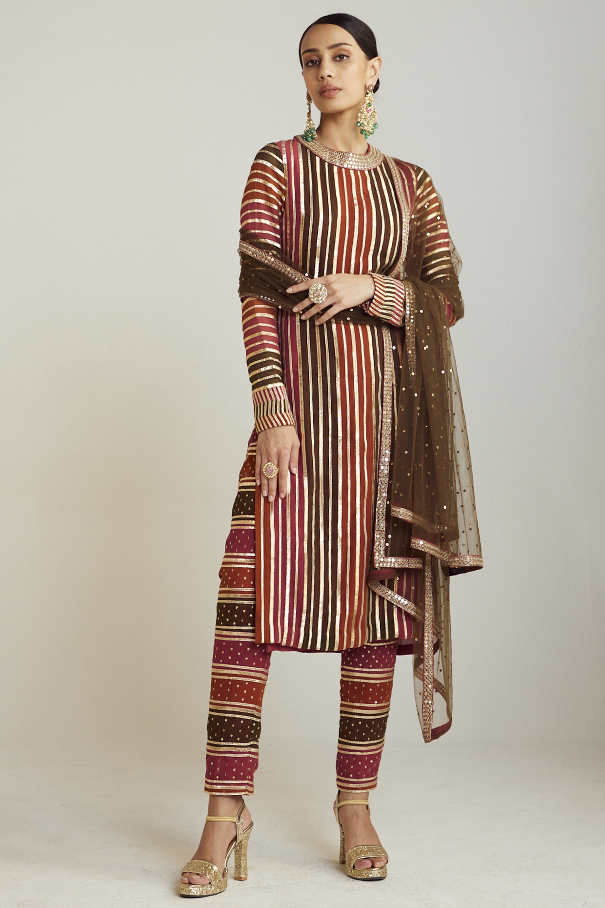 Multi-Colored Georgette Kurta Set by Vvani by Vani Vats at Pernia's Pop Up Shop