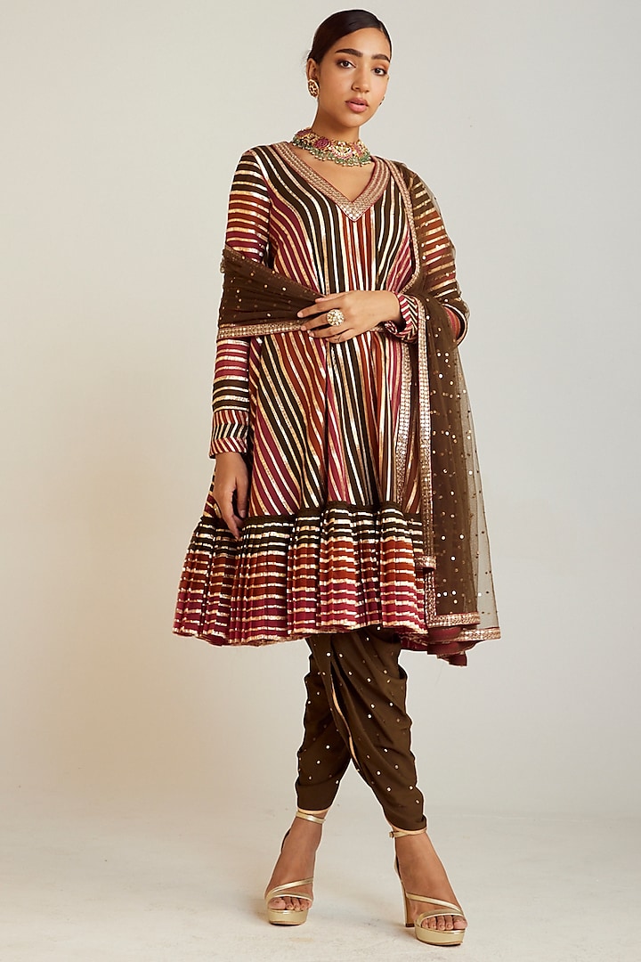 Multi-Colored Georgette A-Line Kurta Set by Vvani by Vani Vats at Pernia's Pop Up Shop