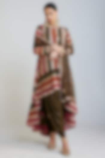 Multi-Colored Georgette Asymmetrical Embroidered Kurta Set by Vvani by Vani Vats at Pernia's Pop Up Shop