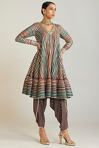 Multi-Colored Georgette A-Line Kurta Set by Vvani by Vani Vats