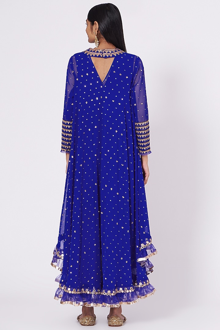 Royal Blue Hand Embroidered Kurta Set by Vvani by Vani Vats at Pernia's Pop Up Shop