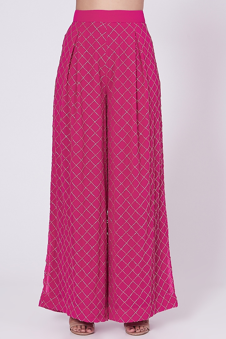 Fuchsia Embroidered Kurta Set by Vvani By Vani Vats at Pernia's Pop Up Shop