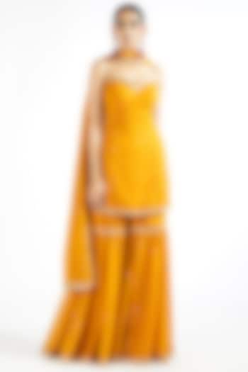 Mustard Georgette Wedding Sharara Set by Vvani By Vani Vats at Pernia's Pop Up Shop