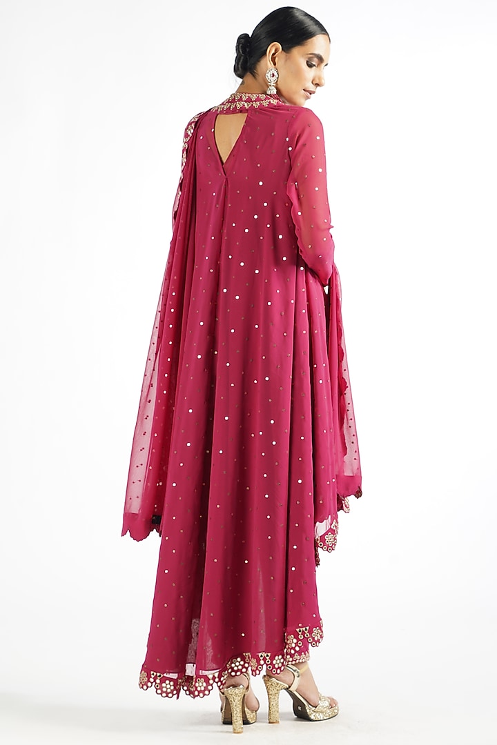 Mellow Wine Mirror Embroidered Kurta Set by Vvani By Vani Vats at Pernia's Pop Up Shop