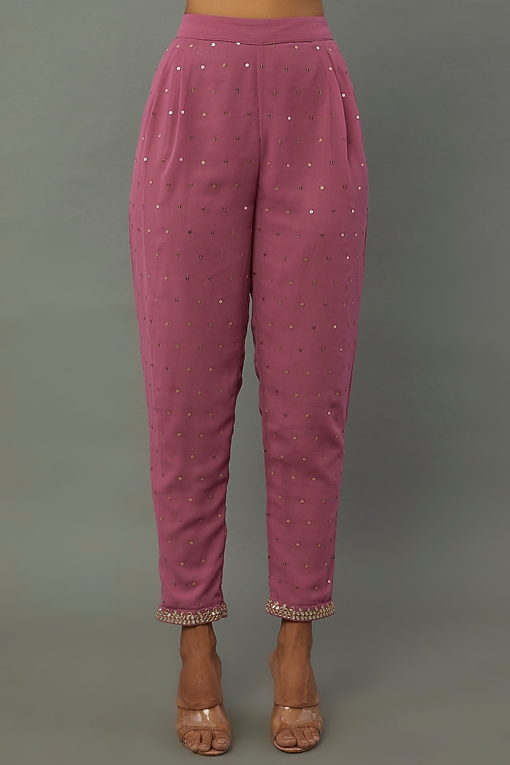 Mauve Embroidered Kurta Set by Vvani by Vani Vats at Pernia's Pop Up Shop