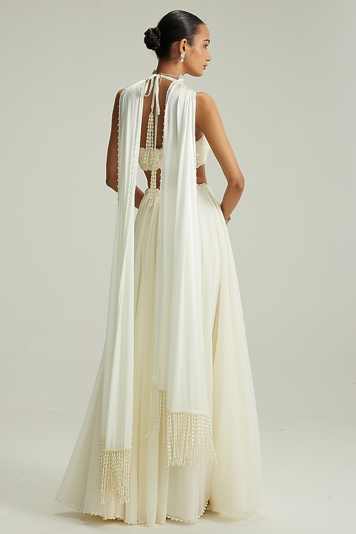 Off-White Georgette Wedding Lehenga Set by Vvani By Vani Vats at Pernia's Pop Up Shop