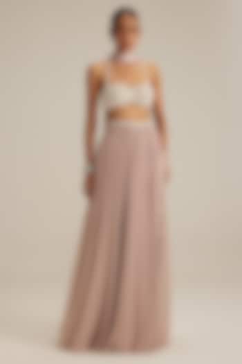 Ash Pink Georgette Skirt Set by Vvani by Vani Vats at Pernia's Pop Up Shop